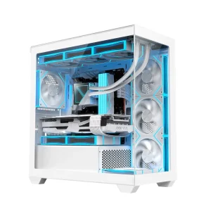 MATX Dual-Chamber Gaming PC Case, Full-View Desktop Cabinet