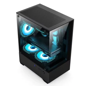 MATX Mid Tower PC Gaming Case with USB 3.0 and Tempered Glass Front and Side Panels