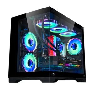 MATX Mini ITX Gaming PC Case Tempered Glass Mid Tower Black