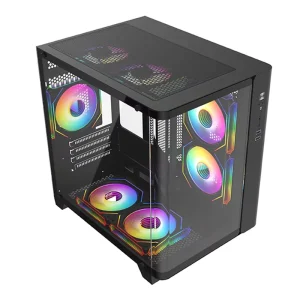 MATX PC Gaming Case with Curved Glass and SPCC Metal Cabinet