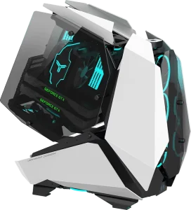 MOD-5 E-Sports Gaming Computer Case Black White Grey Aluminum Alloy Open Chassis Mecha Design