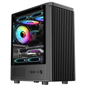 MONA X2 Black Micro-ATX Aluminum Alloy and Steel PC Case with ARGB Fans and Side Panel Window