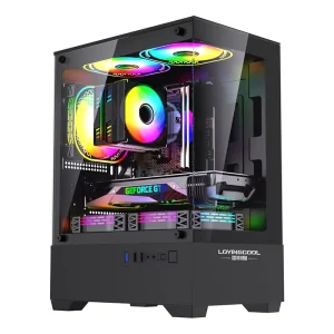 MQ MATX Panoramic Gaming PC Case Tempered Glass Desktop Computer Chassis Wide Body Esports Gaming Case