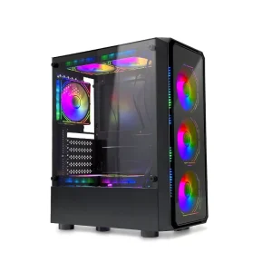 Manmu OEM ODM Tempered Glass Computer Cases CPU Case Cube Mid Tower PC Cabinet Chassis Gaming ATX Matx PC Case with RGB Fan
