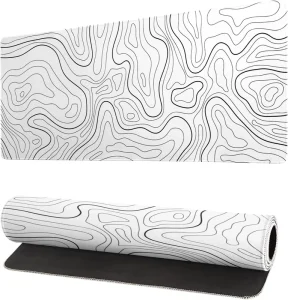 Manufacturer Mouse Pad Minimalist Topographic White Line Large Gaming Mouse Pad with Waterproof Desk Mat