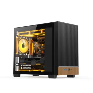 Matrix Mid Tower Wooden PC Computer Case USB HD Audio Port MicroATX Aluminum Alloy