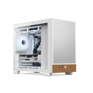 Matrix White Wooden Micro-ATX/ITX Mid Tower Gaming Computer Case with Two USB 3.0 Ports