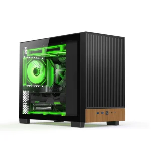 Matrix Wooden Micro-ATX Mid Tower Gaming PC Case with Mesh Panel and Tempered Glass Side Panel