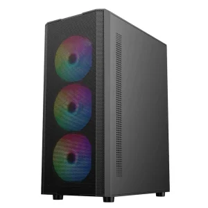 Mesh-2 ATX Mid Tower Computer Case with 6 Fans High Airflow Quiet Tempered Glass Chassis