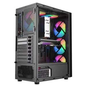 Mesh-2 Mid Tower Gaming Computer Case Dustproof Tempered Glass Chassis ATX