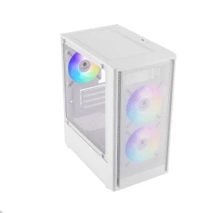 Mesh Panel Mid Tower Steel PC Case with Side Panel Window Compact Design Small Form Factor USB 3.0 ATX PS2 Power Supply