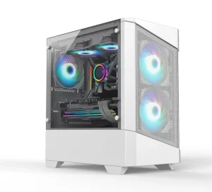 Mesh and Glass Micro Desktop Gaming PC Case with Glass Side Panel