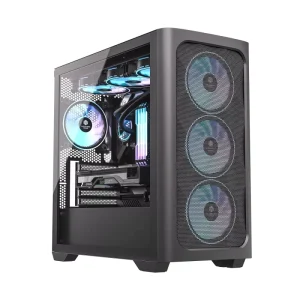 Meshify Steel Slide way Glass Window Custom Logo MicroATX Mid Tower PC Game Chassis Computer Case Gaming