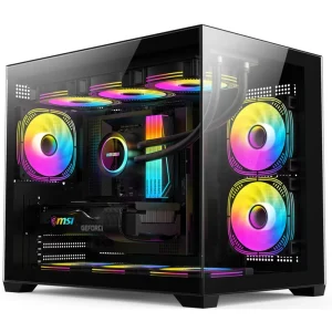 Micro-ATX Full Mid-Tower Gaming Computer Case, RGB Fan Support, Manufacturer