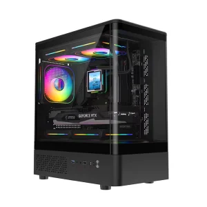 Micro ATX Gaming PC Case Curved Acrylic with Glass Side Panel