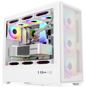 Micro ATX Gaming PC Case Curved Glass ATX Mid Tower RGB with Fans