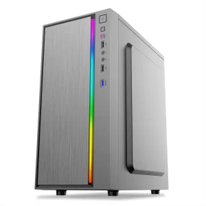 Micro ATX Gaming PC Case, Mid Tower Desktop Chassis with RGB Light Strip