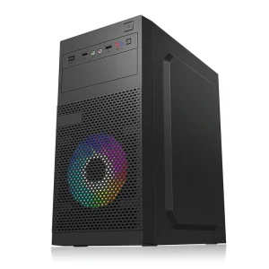 Micro ATX Gaming PC Case, Mid Tower Desktop Chassis with Tempered Glass Side Panel