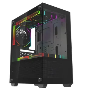 Micro ATX Gaming PC Case Tempered Glass Side Panel RGB Computer Tower Case