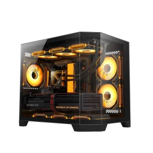 Micro-ATX Gaming PC Case, Tempered Glass Side Panel, USB 3.0
