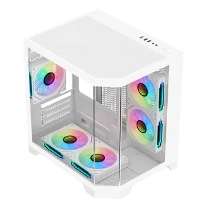 Micro ATX Mid Tower Gaming Case PC Gamer Computer Chassis with Tempered Glass and USB3.0 Ports