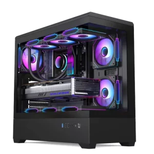 Micro ATX Mid Tower Gaming PC Case Tempered Glass Side Window Desktop Computer Chassis