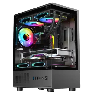 Micro-ATX Mid-Tower Gaming PC Case with Double-Sided Tempered Glass and 240mm Water Cooling Support