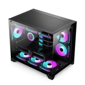 Micro ATX Mid Tower RGB Gaming PC Case with Tempered Glass and 360mm Liquid Cooler Support