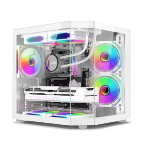 Micro ATX Mid Tower Tempered Glass Gaming Computer Case with USB 3.0