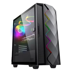 Micro ATX Supporting ARGB Fan Strip Gaming Case RTX3080 MID Tower Steel PC Case for Desktop Computer