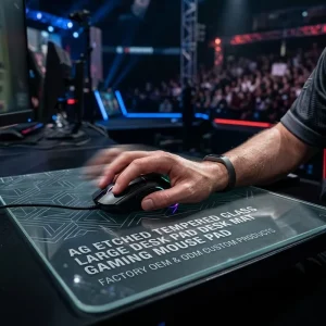 Micro-Etched Tempered Glass Mouse Pad Custom Print Smooth Non-Slip FPS Gaming Desk Mat