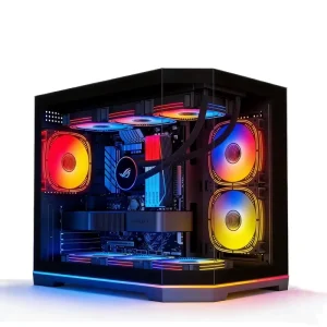 MicroATX Gaming Case with 360mm AIO Support 380mm GPU 0.5mm SPCC Tempered Glass Side Panel