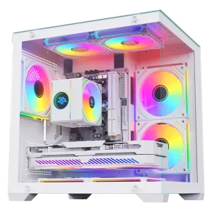 MicroATX Gaming PC Case with 4 ARGB Fans Tempered Glass Panel Mesh Front MATX Mid Tower