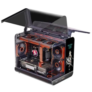 MicroATX Mid Tower Gaming PC Case with USB 3.0, Digital Screen, Glass Side Panel, White