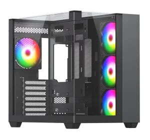 Mid Tower ATX Gaming PC Case with Three-Sided Tempered Glass