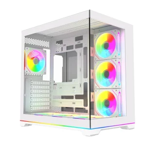 Mid Tower Desktop Circular Arc Panoramic Tempered Glass Pc Casing Cpu Cabinet Atx Cooling Gaming Computer case