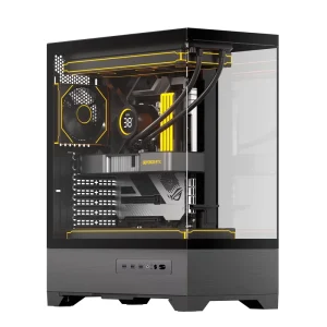 Mid Tower Desktop PC Case with LCD Side Glass White ATX Gaming Computer Case