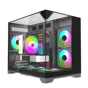 Mid Tower Desktop with Lcd Side Glass White Pc Casing Cpu Cabinet Atx Cooling Gaming Computer case