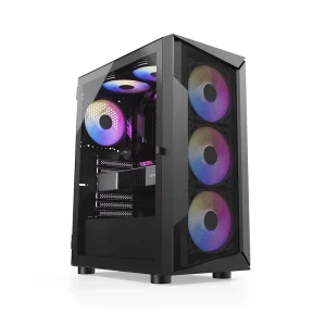 Mid Tower Gaming PC Case Micro ATX Aluminum Alloy Tempered Glass Side Panel