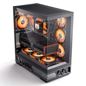 Mid Tower Gaming PC Case with Transparent Back Panel for ATX Desktop Computer