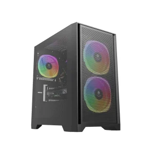 Mid Tower MATX Gaming PC Case with Two-Sided Iron Mesh Panels, 240mm Water Cooling, and 12cm RGB Fans