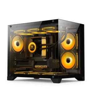 Mid Tower Micro ATX Gaming PC Case with RGB and Aluminum Alloy Chassis