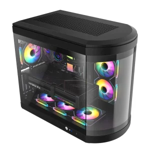 Mid Tower MicroATX Aluminum Alloy Gaming Computer Case with Fan Support for Vertical Graphics Card