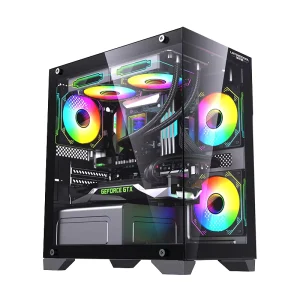 Mid Tower MicroATX Full Side Transparent DIY Computer Case Side Panel Window USB Front Ports Metal Material Desktop Use Stock