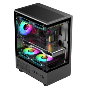 Mid Tower PC Case Tempered Glass M-ATX ITX Steel