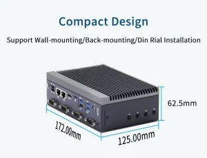 Mini Fanless Industrial Embedded PC with Intel Atom J3455/J4205, 4GB/8GB RAM, 128GB-2TB Storage