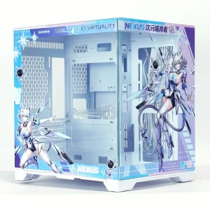 Mini-ITX Vertical Aluminum Alloy Full Tower Gaming Desktop Case with Side Panel Window and Customizable Design