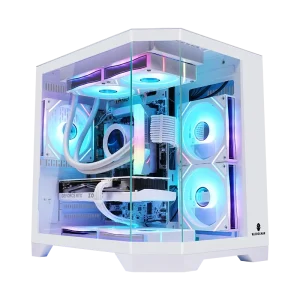 Mini M-ATX PC Case with Acrylic Transparent Panel, Black and White