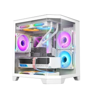 Mini Mid-Tower Computer Case with Double-Sided Tempered Glass Fish Tank Design