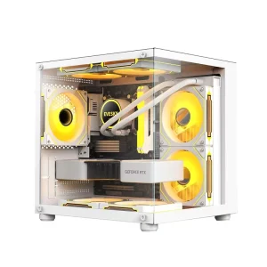 Mini Mid Tower Gaming PC Case with Full-View Panel